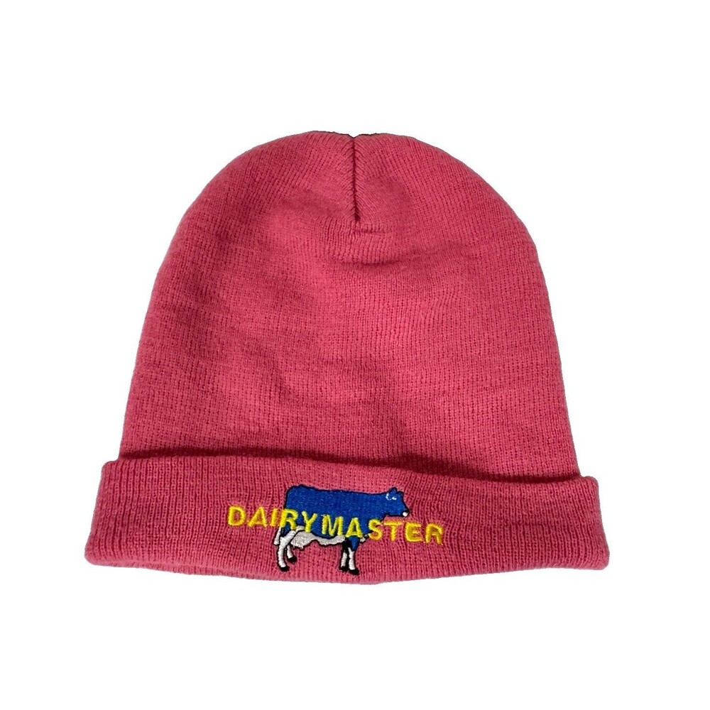 Vintage Dairymaster Embroidered Cow Knit Beanie Hat